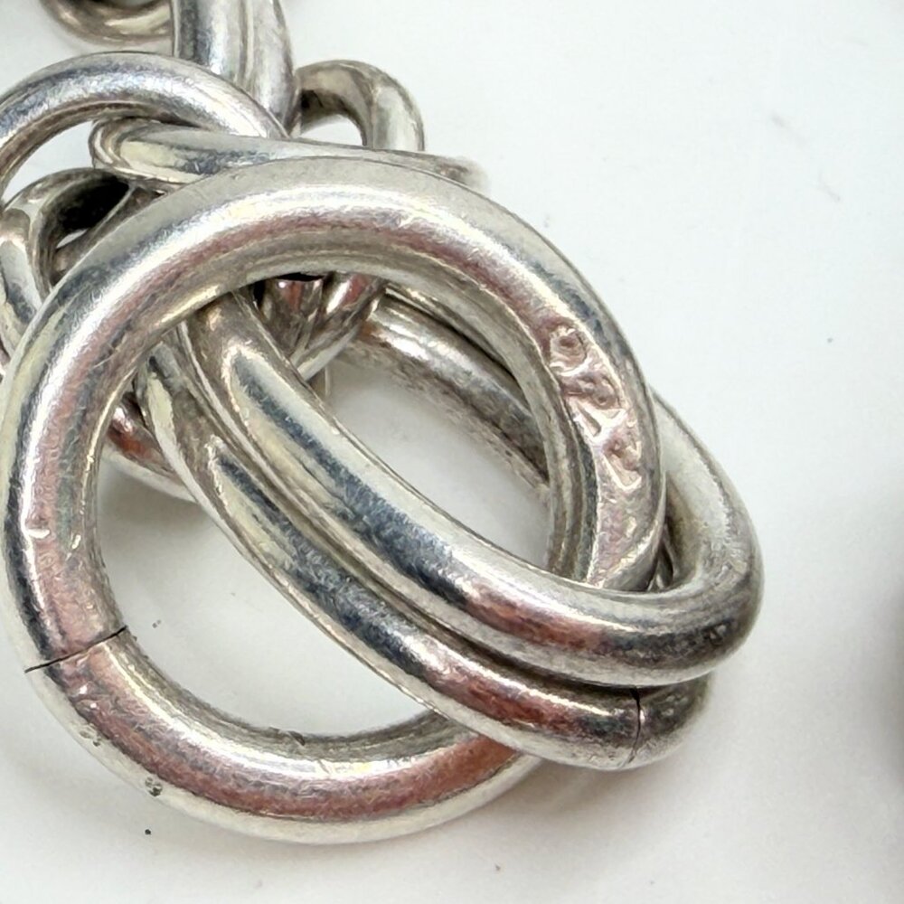 Solid Sterling Silver Multi Link Chain Bracelet H… - image 7